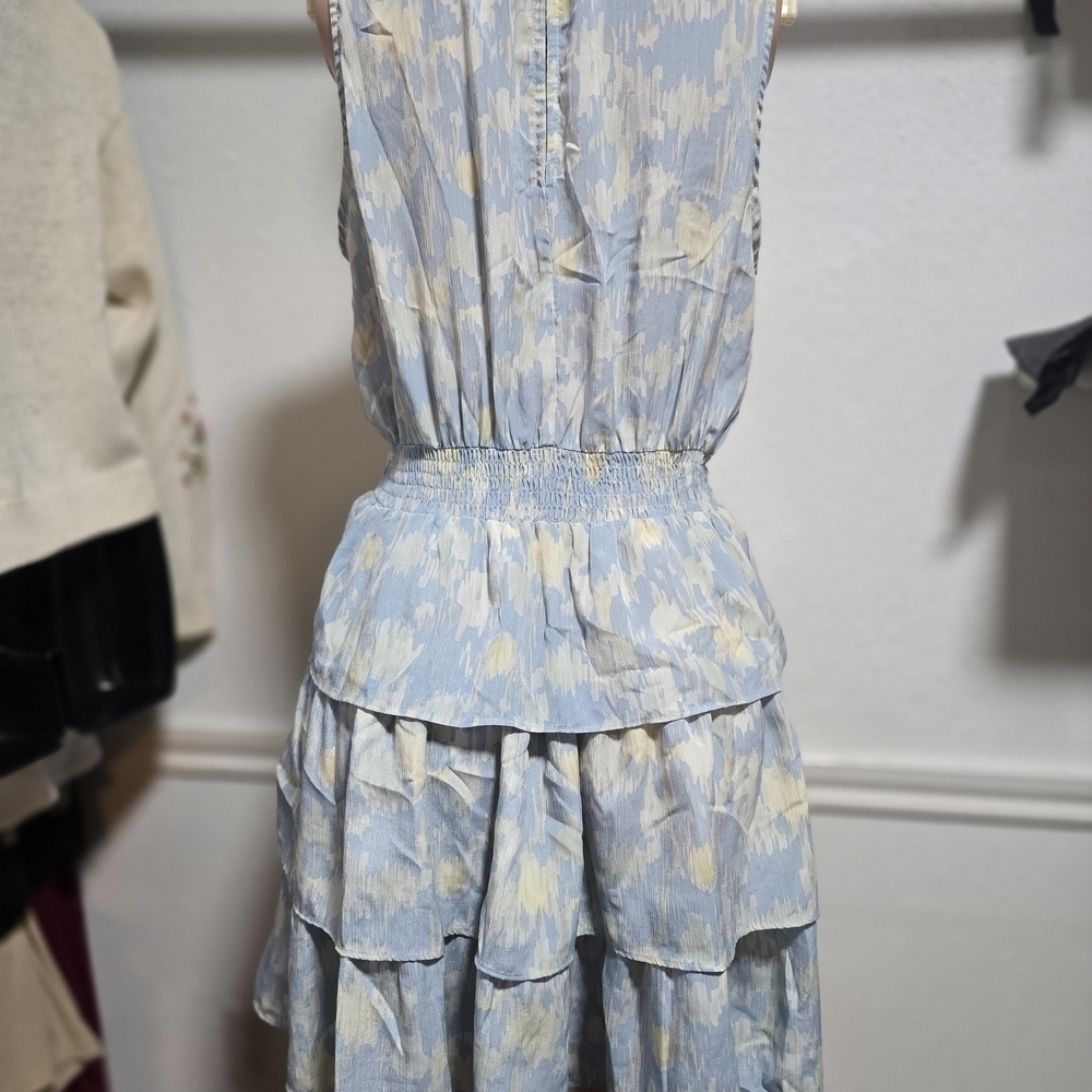 Pinch Sleeveless Blue and Yellow Midi Dress - Picture 6 of 8